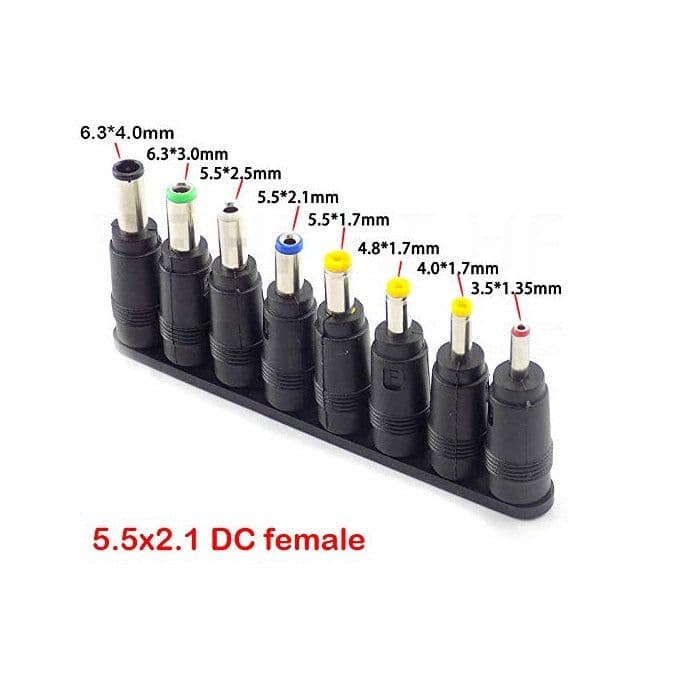 5.5×2.1mm Female DC Socket Converter to Other-Size Male Jack Connector - View 1