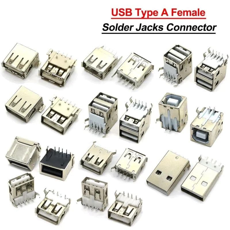 Female USB A Connector 4-Pin Socket (Mount-Type) - View 1