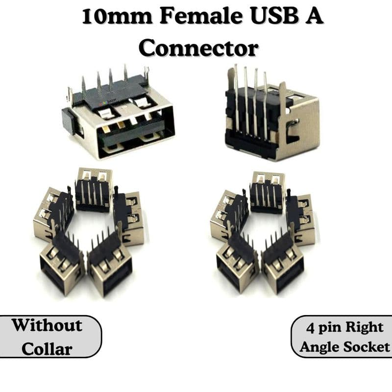 Female USB A Connector 4-Pin Socket (Mount-Type) - View 3