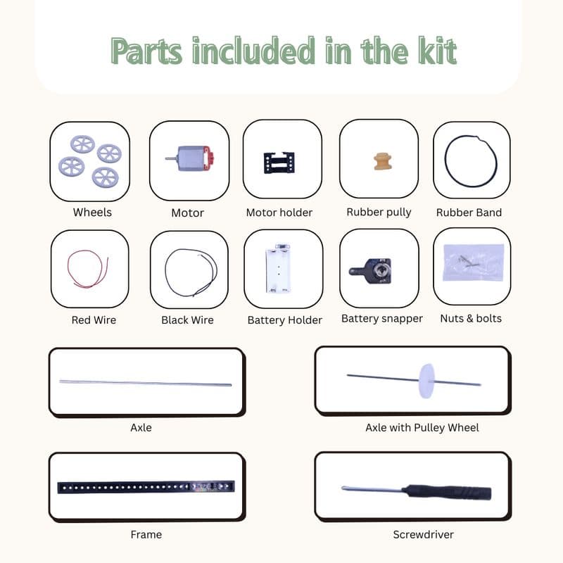 DIY Battery Operated Belt Car – STEM Educational Science Kit for Kids - View 3