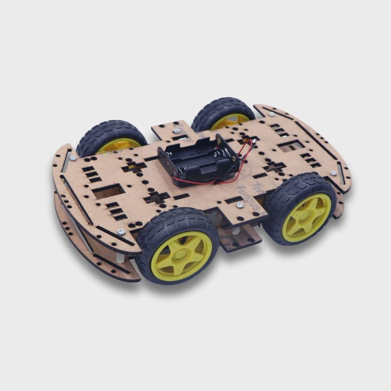 Wooden 4WD Four Wheel Robotic Smart Car Kit – DIY Robotics Chassis with Motors & Wheels - View 1