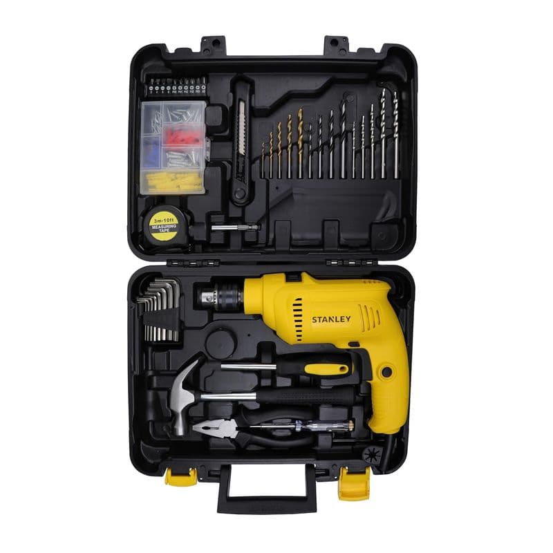 Stanley: SDH550KP 550W 10mm Corded Single Speed Hammer Drill Machine and Hand Tool Kit (120-Pieces) - View 1