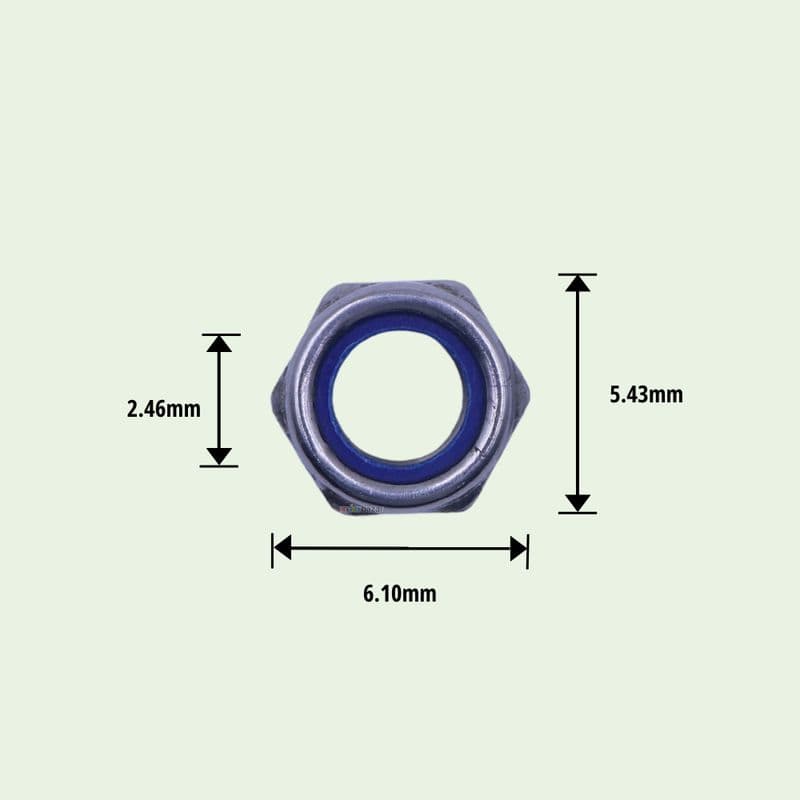 SS Nylon Self Lock-Nut Hex Insert-Nut [Pack of 10] - View 3