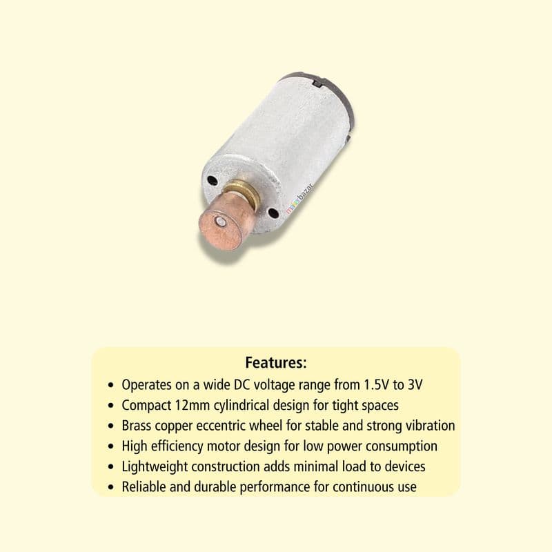 20x12 1.5V–3VDC Mini 12mm Cylindrical Vibration Motor - View 2