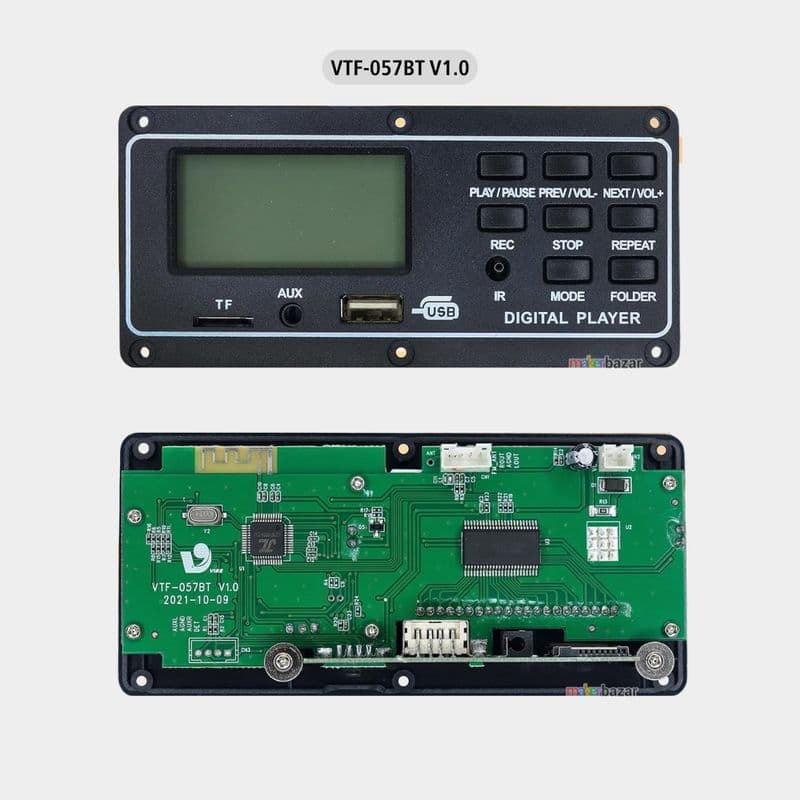 Bluetooth Audio Music Player Module with Frame & Display - View 2