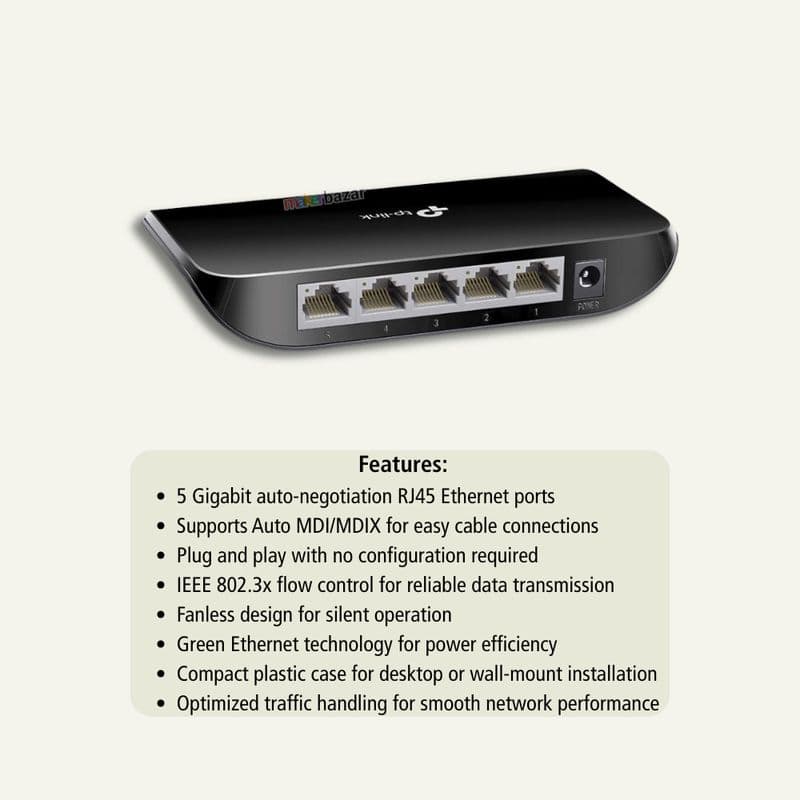 TP-Link TL-SG1005D 5-Port Gigabit Ethernet Switch Hub - View 2