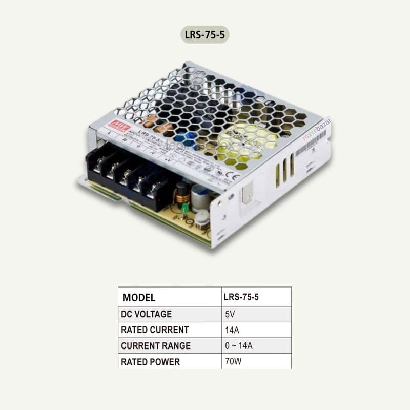 Mean Well: 75W LRS-75 Single Output Switching Power Supply [Chasis Mount] - View 2