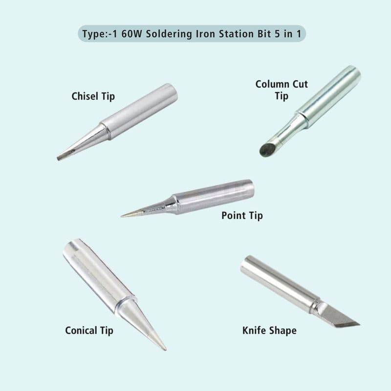 5-In-1 60W Premium Soldering Iron/Station Bit Set - View 3