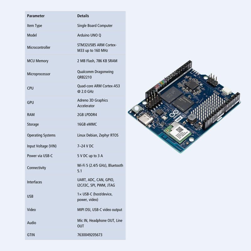 Official Arduino UNO Q Single Board Computer 2GB ABX00162 - View 3