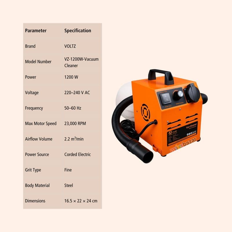VOLTZ Mini Vacuum Cleaner 1200W for Woodworking Dust Collection - View 3