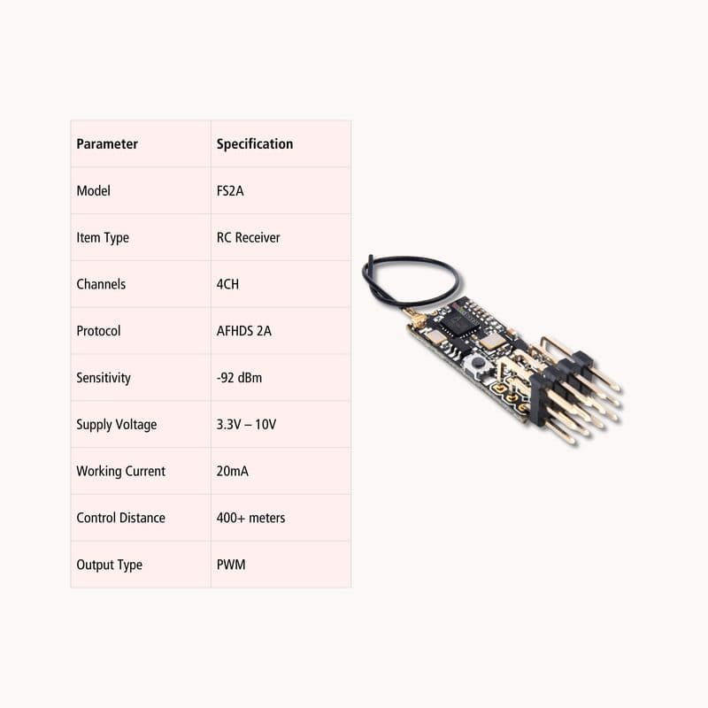 Flysky FS2A 4CH Mini Receiver – AFHDS 2A PWM RC Module - View 3