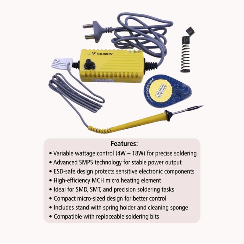 Soldron SMPS Micro Soldering Station 4W–18W Variable Wattage ESD Safe - View 2