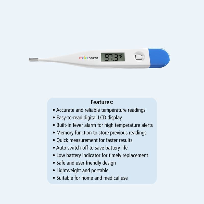 Digital Thermometer with Fever Alarm & Memory – Fast & Accurate - View 2