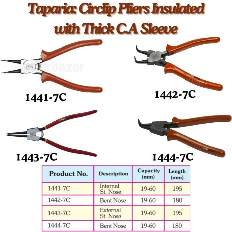 Taparia: Style-1 Circlip Pliers Insulated with Thick C.A Sleeve - View 1