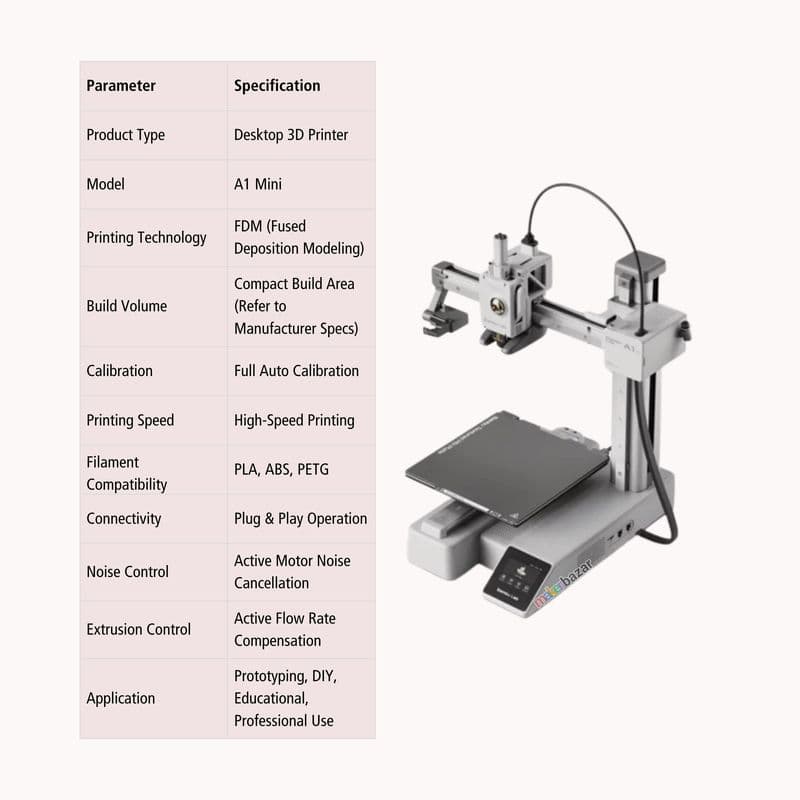 Bambu Lab A1 Mini 3D Printer [Standalone] - View 3
