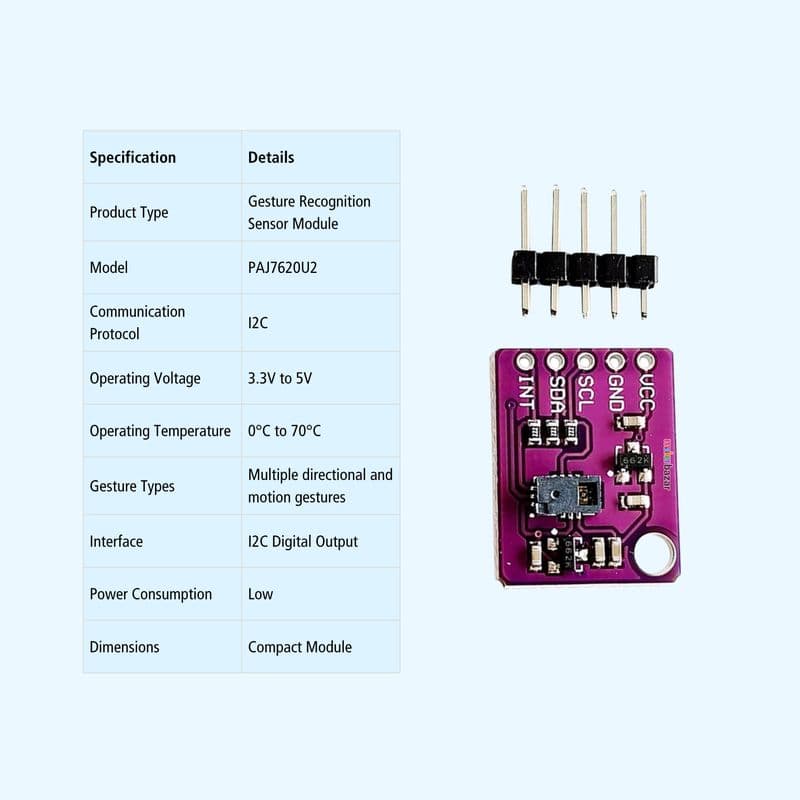 PAJ7620U2 Gesture Recognition Sensor Module I2C for Arduino - View 3
