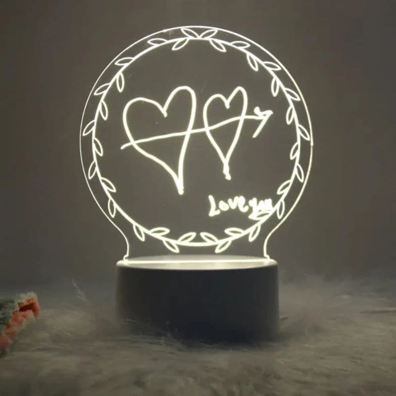 3D Acrylic Creative Message Board with LED Light Base Holder, with Writing Pen - View 1
