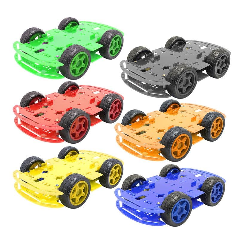 [Coloured] 4WD Smart Robotic Car Four Wheel Drive Kit with Acrylic Chassis - View 1