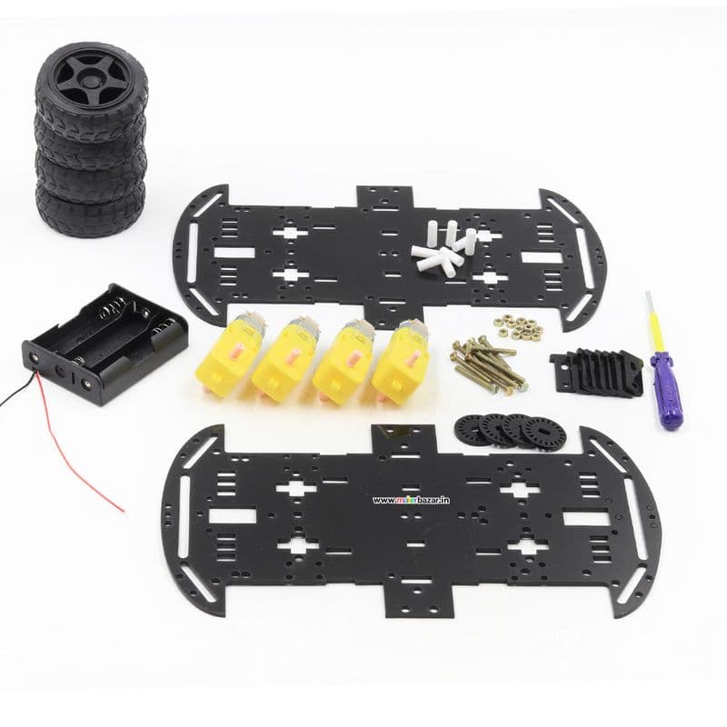 [Coloured] 4WD Smart Robotic Car Four Wheel Drive Kit with Acrylic Chassis - View 2