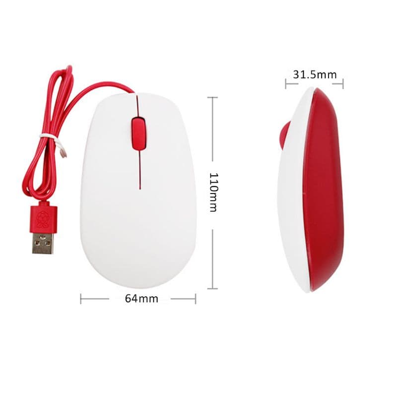 Raspberry Pi Official Mouse-Red/White - View 2