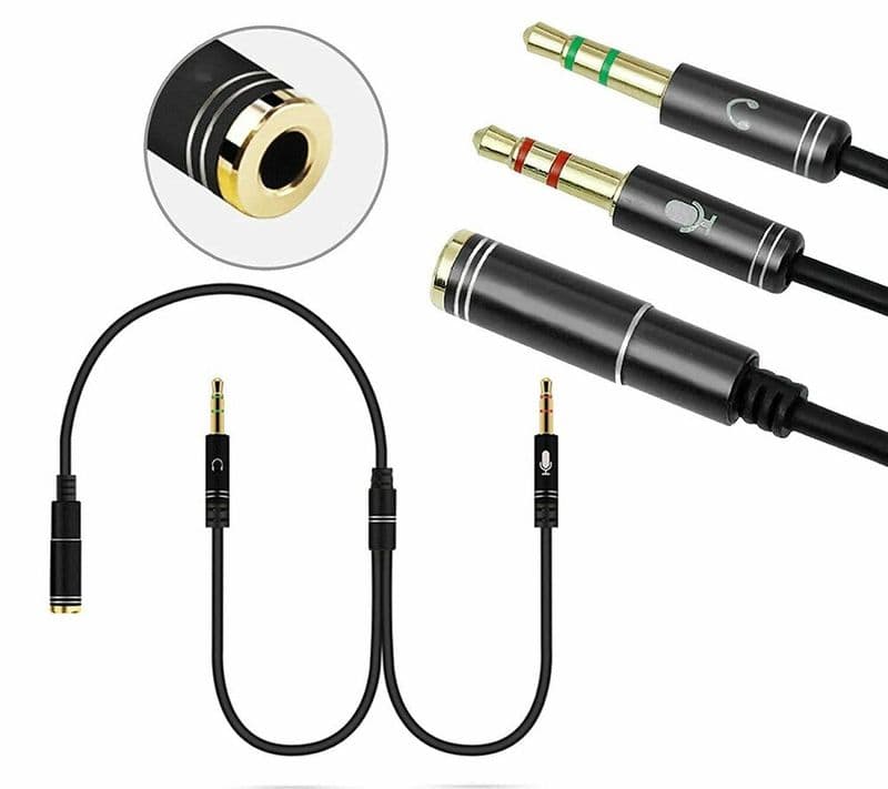 3.5mm Aux Stereo Female To Dual Male Audio+MIC Y-Splitter Cable - View 1