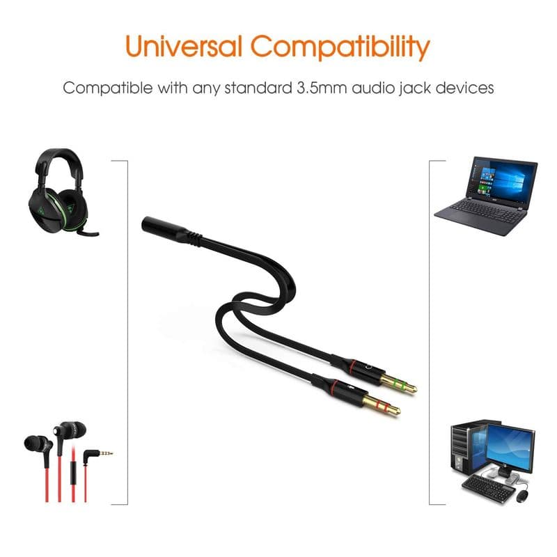 3.5mm Aux Stereo Female To Dual Male Audio+MIC Y-Splitter Cable - View 3