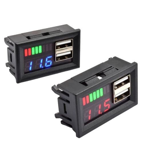 12V Universal Dual USB Digital Voltmeter & Battery Indicator Display Module - View 1