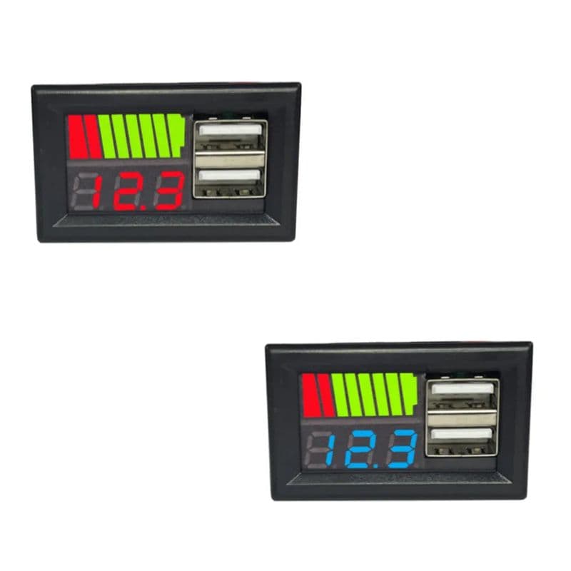 12V Universal Dual USB Digital Voltmeter & Battery Indicator Display Module - View 2