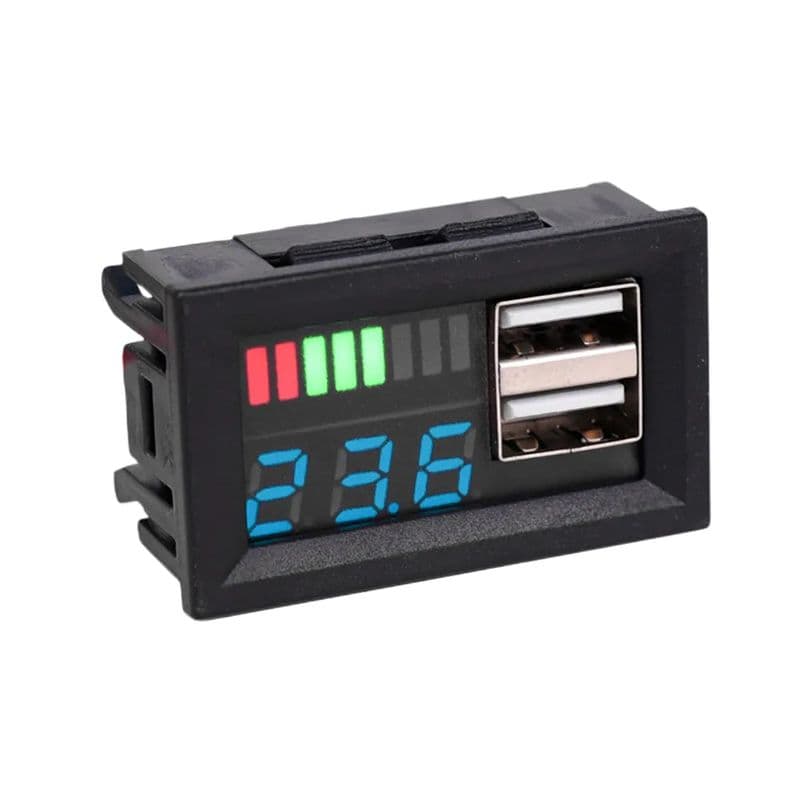 12V Universal Dual USB Digital Voltmeter & Battery Indicator Display Module - View 3