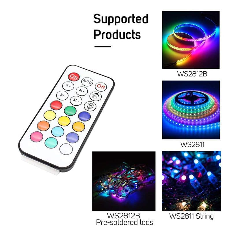5-24V LED2017-IR LED Light Strip Wireless Remote Mini WS28xx RGB Controller (2048px, 361modes) - View 2