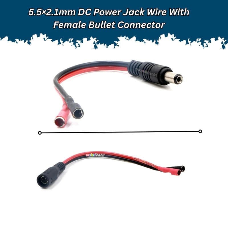 5.5×2.1mm DC Power Jack Wire With Female Bullet Connector - View 1