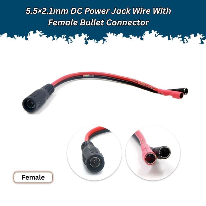 5.5×2.1mm DC Power Jack Wire With Female Bullet Connector - View 3