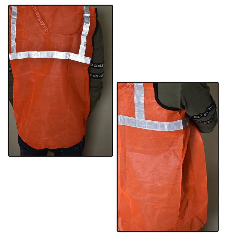 Generic: Reflective Tape Safety Jacket - Orange - View 2