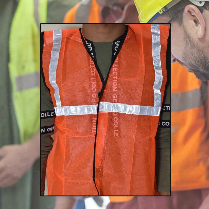 Generic: Reflective Tape Safety Jacket - Orange - View 3