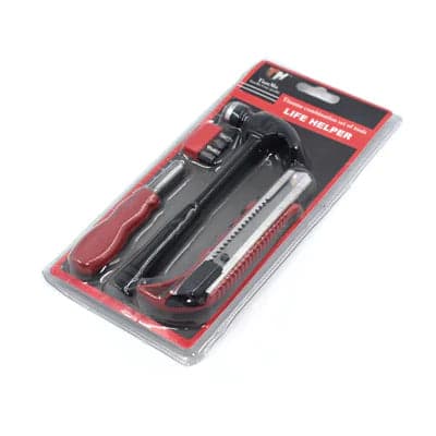 4pcs Helper Tool Set with Mini Plastic Hammer, 4 bits, Screw Driver & Cutter - View 1