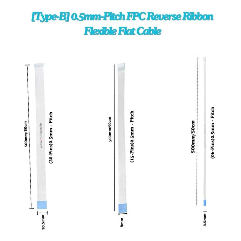 [Type-B] 0.5mm-Pitch FPC Reverse Ribbon Flexible Flat Cable - View 1