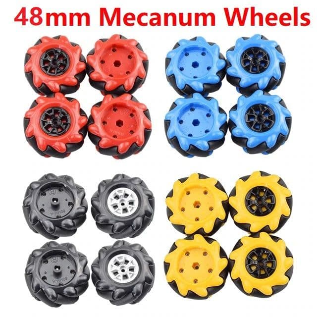 48mm-K 48x25mm Mecanum Omni-Directional Wheel for TT Motors (Set of 4pcs) - View 1