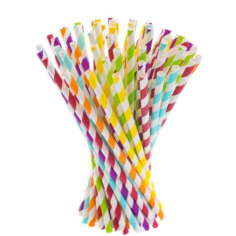 8mmX200mm Striped Paper Straws Rainbow Colorful Pipe for DIY/Art & Craft - View 1