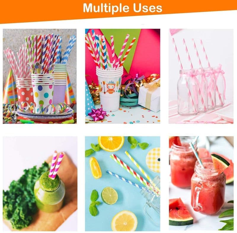 8mmX200mm Striped Paper Straws Rainbow Colorful Pipe for DIY/Art & Craft - View 2
