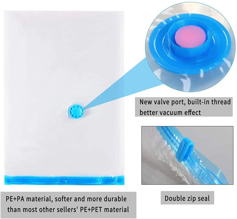 Vacuum Storage Reusable Ziplock Smart Space Saver Bags with Vacuum Hand Pump - 5Pcs of Different Sizes - View 2