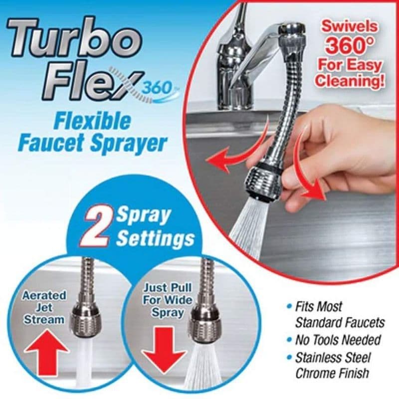 Turbo Flex 360° Flexible Sink Taps/Faucet Sprayer - View 1