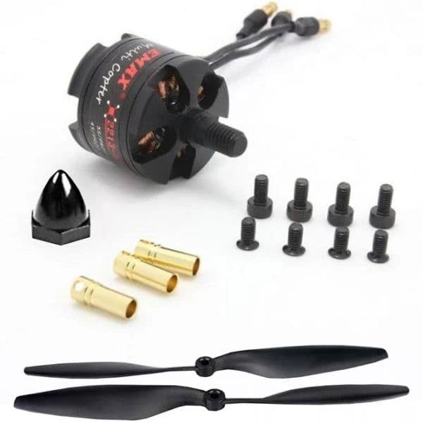 EMAX: MT2213 935KV Brushless DC Motor for Drone – Black Cap (CW) With 1045 Propeller Combo - View 1