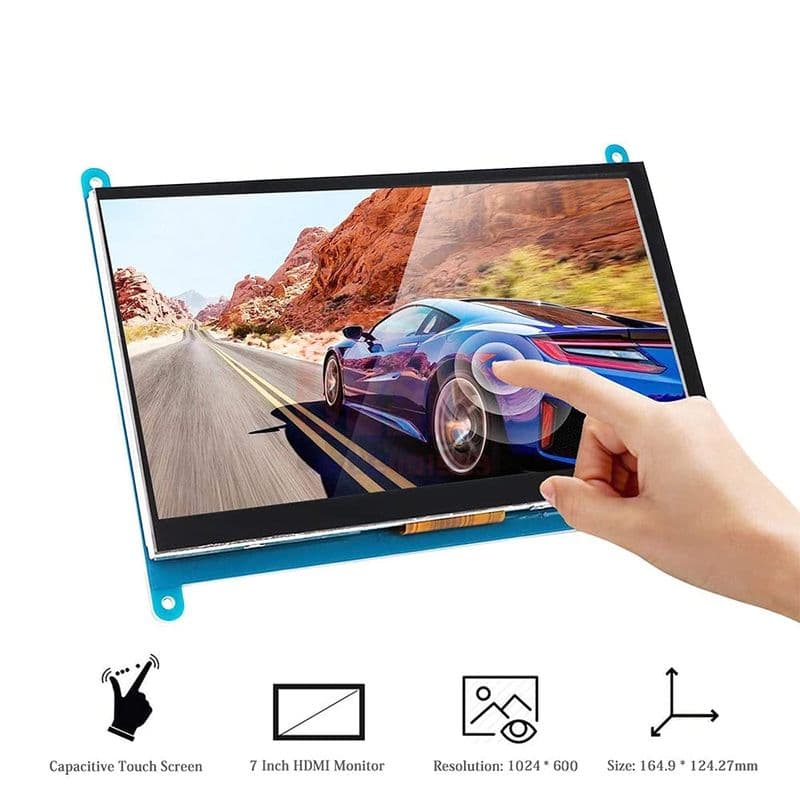 18cm (7inch) LCD Capacitive Touch Screen Display with HDMI for Raspberry Pi (1024 x 600 Resolution) - View 2