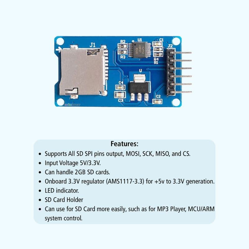 MicroSD Card Reader & Writer Module for Arduino - View 2