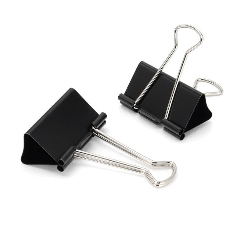 Metal Binder Clips Black (Pack of 12) - View 1