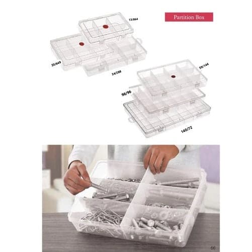 Uniform Fixed Partition Clear Plastic Box Component Organiser - View 1