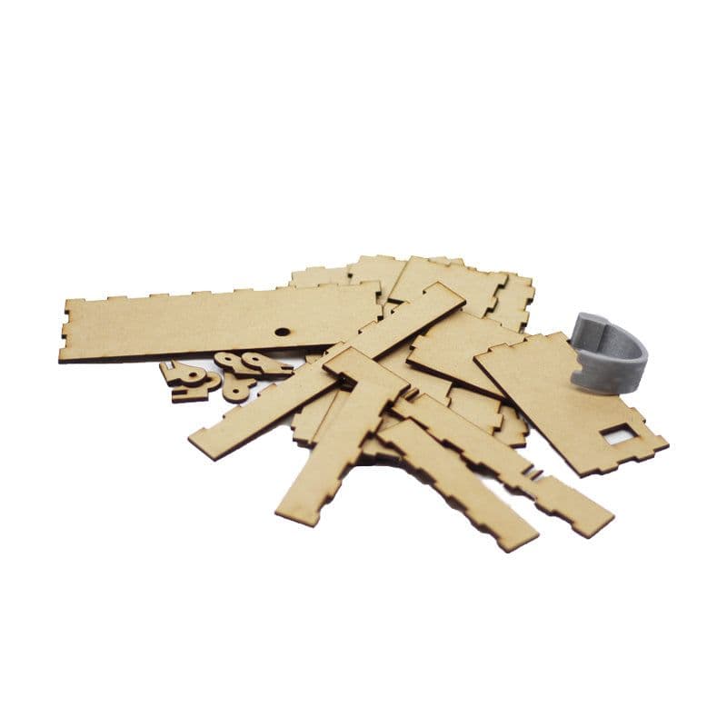 Laser Cut (MDF) and 3D Printed Parts for Useless Box DIY Project - View 2