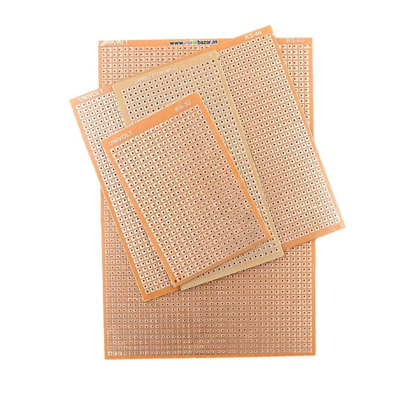 Univolt: Dot Board / Perforated Vero Board PCB Single Sided Printed Circuit Zero Board - Copper - View 1