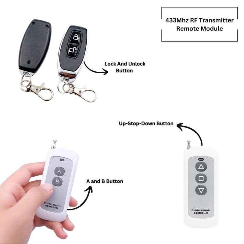 433-Mhz 2 Channel RF Transmitter Remote Module - View 1