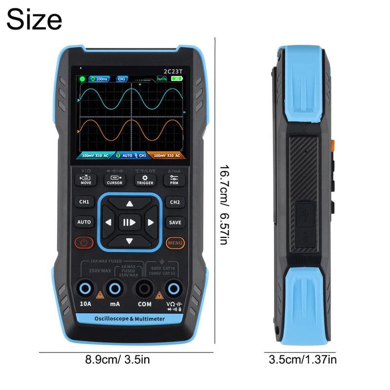 FNIRSI 2C23T- 3in1 Handheld Digital Oscilloscope 10Mhz Bandwidth With 2 Channels - View 3